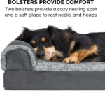 Extra Large Dog Bed with Washable Cover, Removable Bolsters, Two-Tone Faux Fur & Suede, L Shaped Chaise Sofa for Large Dogs up to 95 lbs, Stone Gray - Image 9