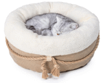 Cat & Small Dog Bed – Donut Shape with Supportive Walls, Thick Base, Soft Durable Fabric, Custom Size & Material Options