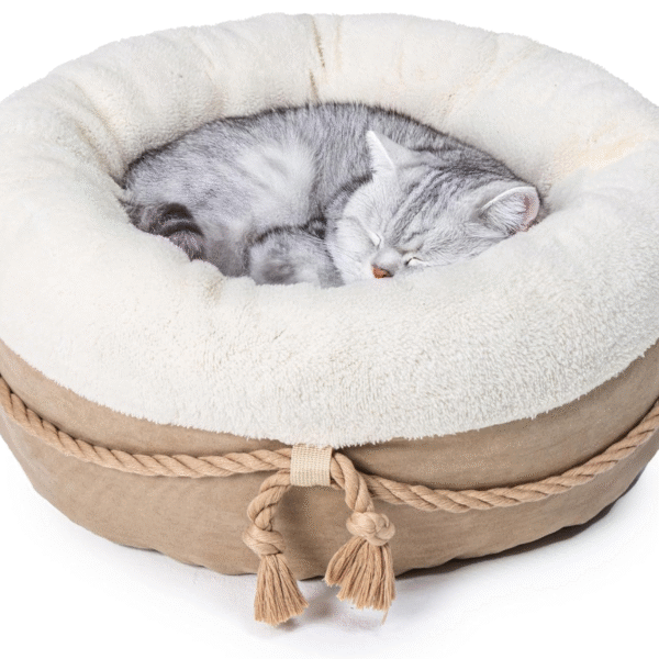 Cat & Small Dog Bed – Donut Shape with Supportive Walls, Thick Base, Soft Durable Fabric, Custom Size & Material Options