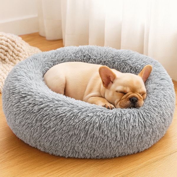 Calming Donut Bed for Cats & Small Dogs – Washable Fluffy Round Pet Bed
