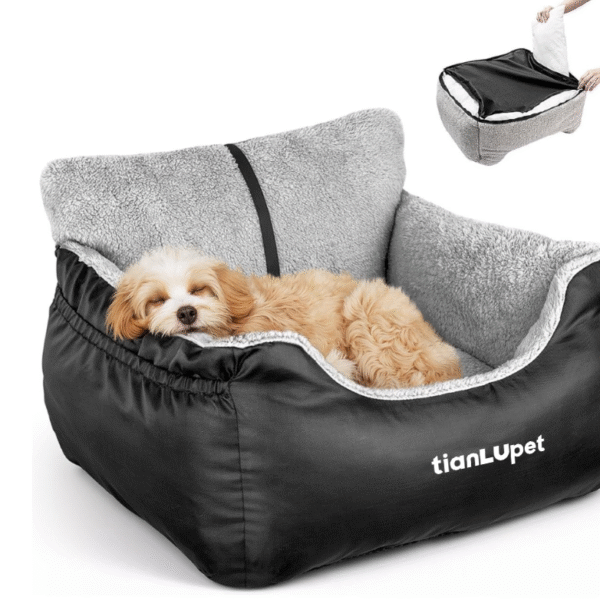 Small Dog Car Booster Seat – Comfortable Pet Travel Bed under 25 lbs, Fully Detachable & Washable with Storage Pockets and Clip-On Leash, Portable for Cars and Home