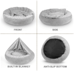 Covered Dog & Cat Bed – Soft Donut Cave for Small Pets, Calming Anti-Anxiety, Non-Slip Bottom, Machine Washable - Image 2