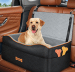 Dog Car Seat for Medium Dogs, Washable Booster Seat for Pets Under 50lbs or 2 Small Dogs, Pet Travel Carrier with 2 Safety Leashes and Thick Sponge Cushion Sofa Bed