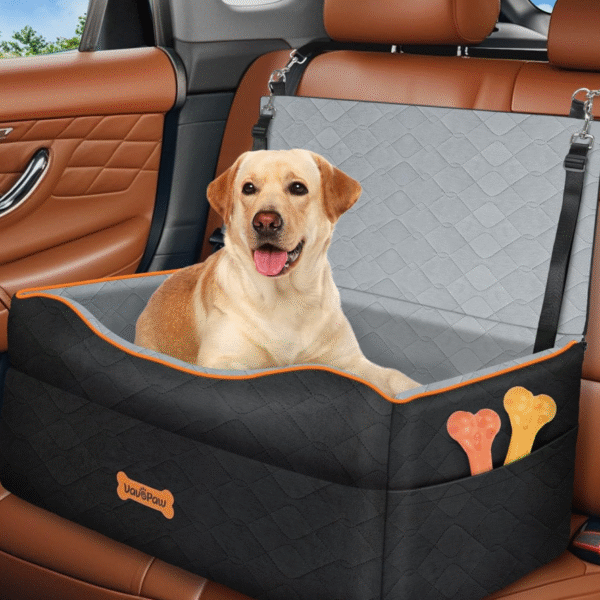 Dog Car Seat for Medium Dogs, Washable Booster Seat for Pets Under 50lbs or 2 Small Dogs, Pet Travel Carrier with 2 Safety Leashes and Thick Sponge Cushion Sofa Bed
