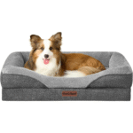 Large Dog Memory Foam Bed – Orthopedic Bolster Couch with Sides, Washable Cover, Waterproof Liner, Customizable Size & Material