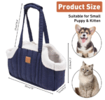 Small Dog Carrier Bag for Winter – Warm Fleece Waterproof Pet Tote with Secure Harness Clip, Perfect for Puppy or Kitten Travel