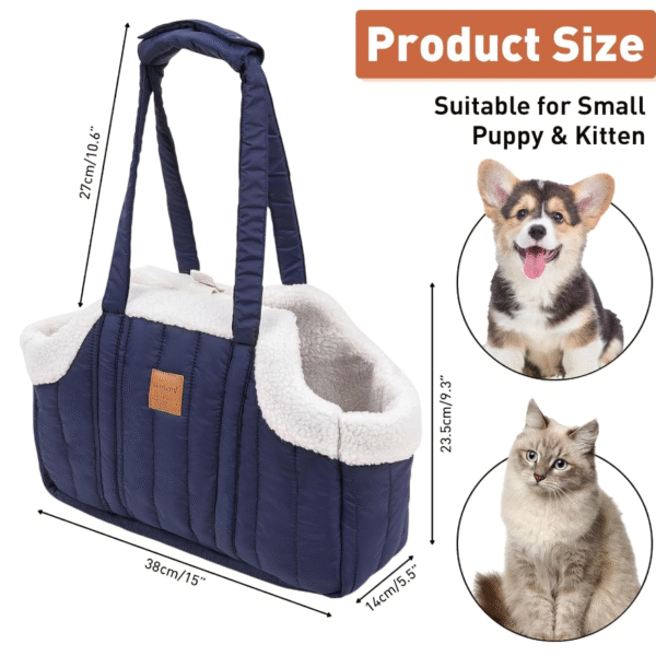 Small Dog Carrier Bag for Winter – Warm Fleece Waterproof Pet Tote with Secure Harness Clip, Perfect for Puppy or Kitten Travel